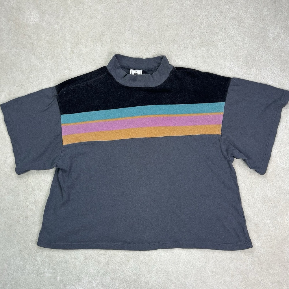 We The Free People See Ya Mock Neck TShirt Women's Medium Striped